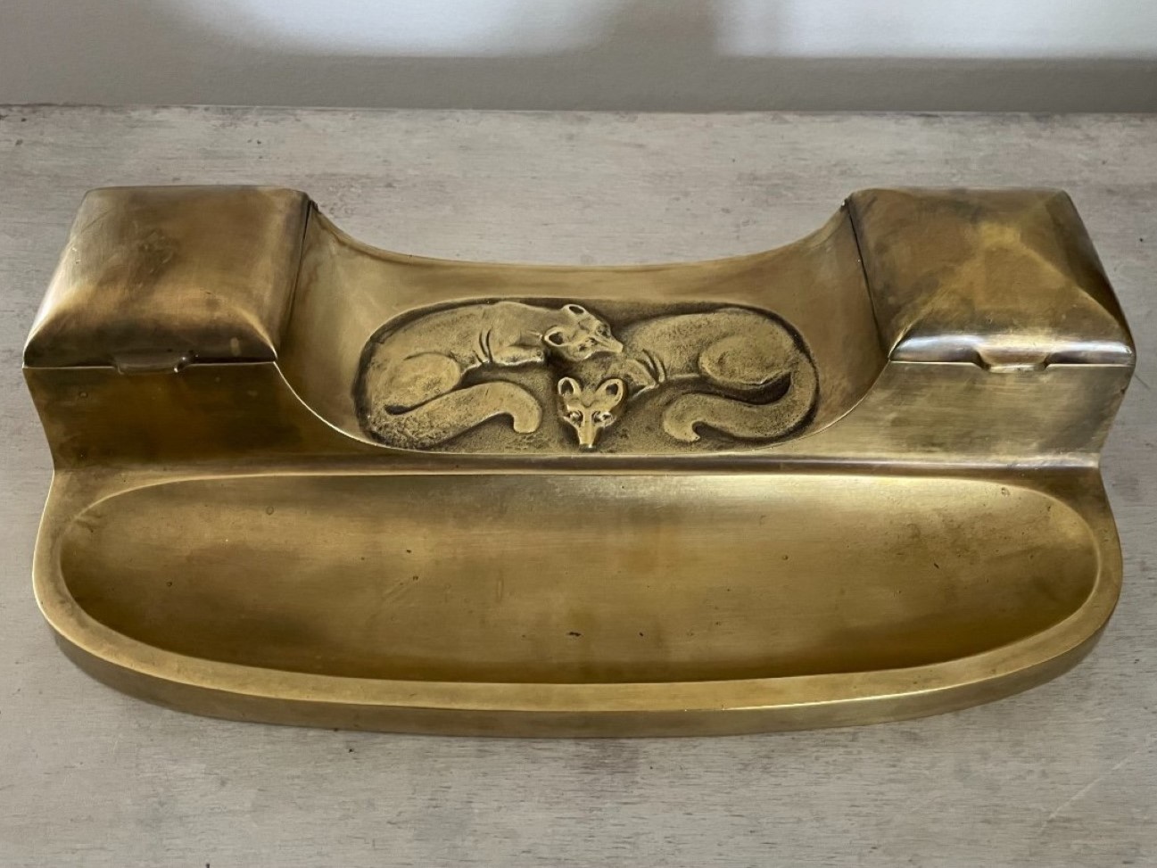 Double Inkstand with Foxes