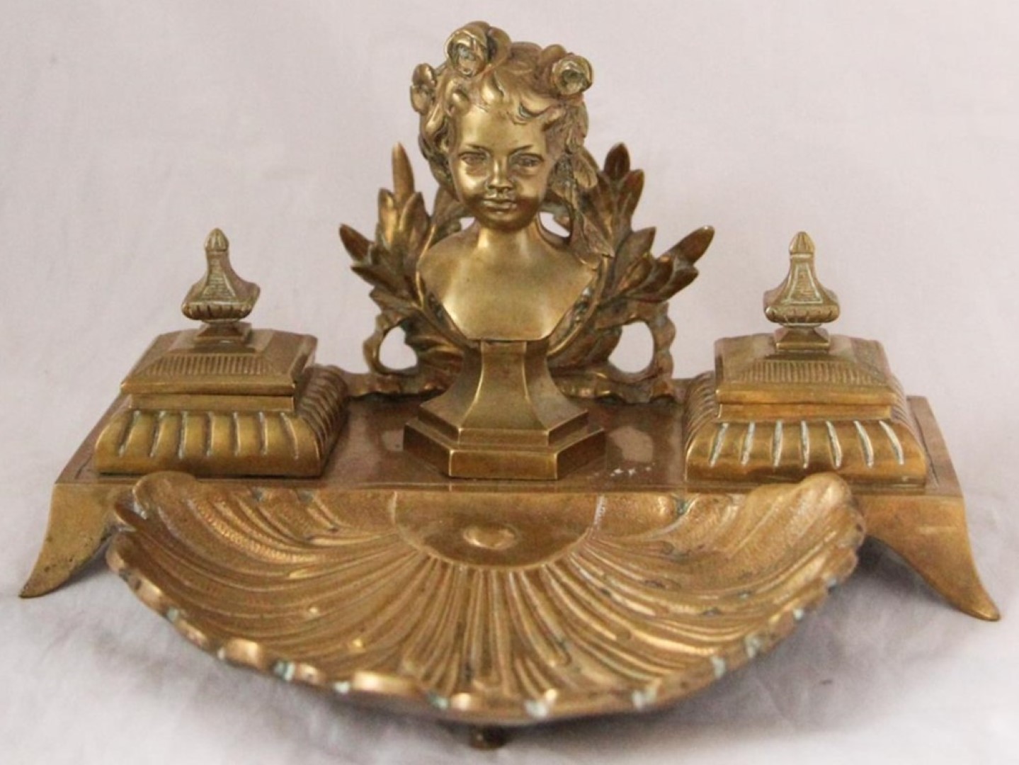 Double Inkstand with Girl’s Bust