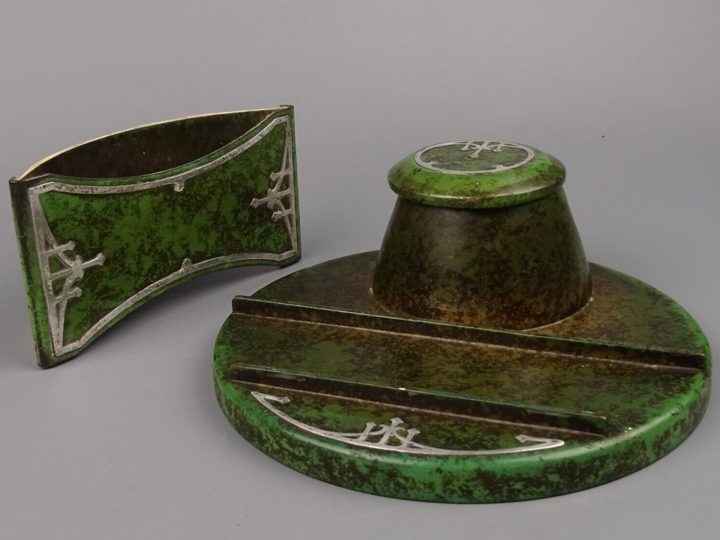 Heintz Art Metal Inkwell and Blotter