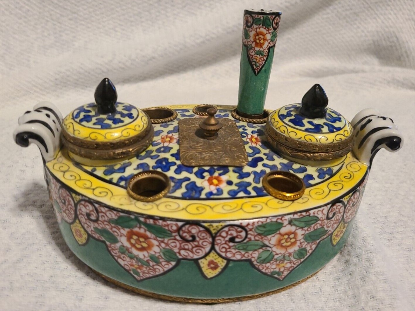 French Porcelain Double Inkstand
