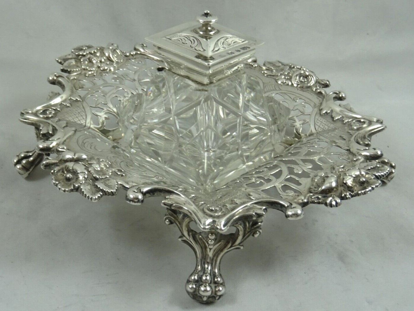 Square-Form Silver Inkstand