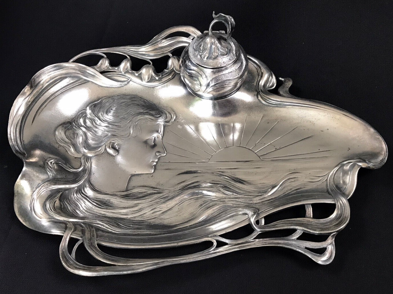 Art Nouveau Woman with Flowing Hair