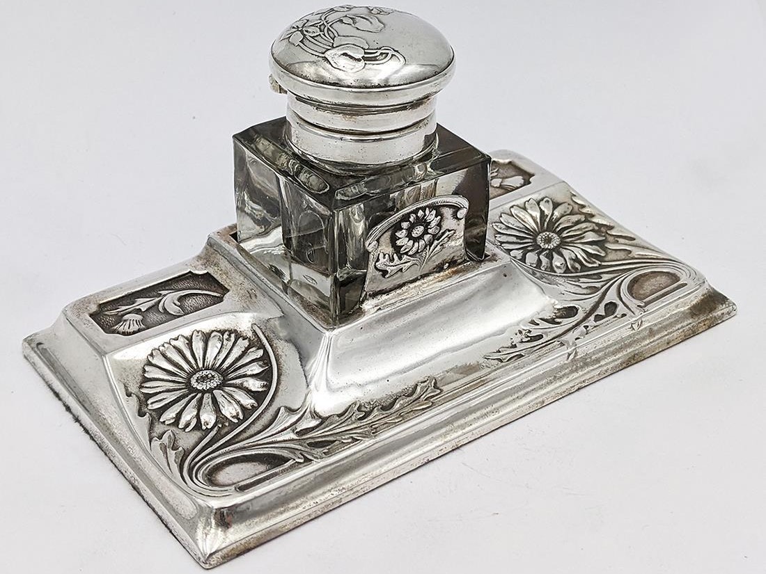 Art Nouveau Silverplated Inkstand