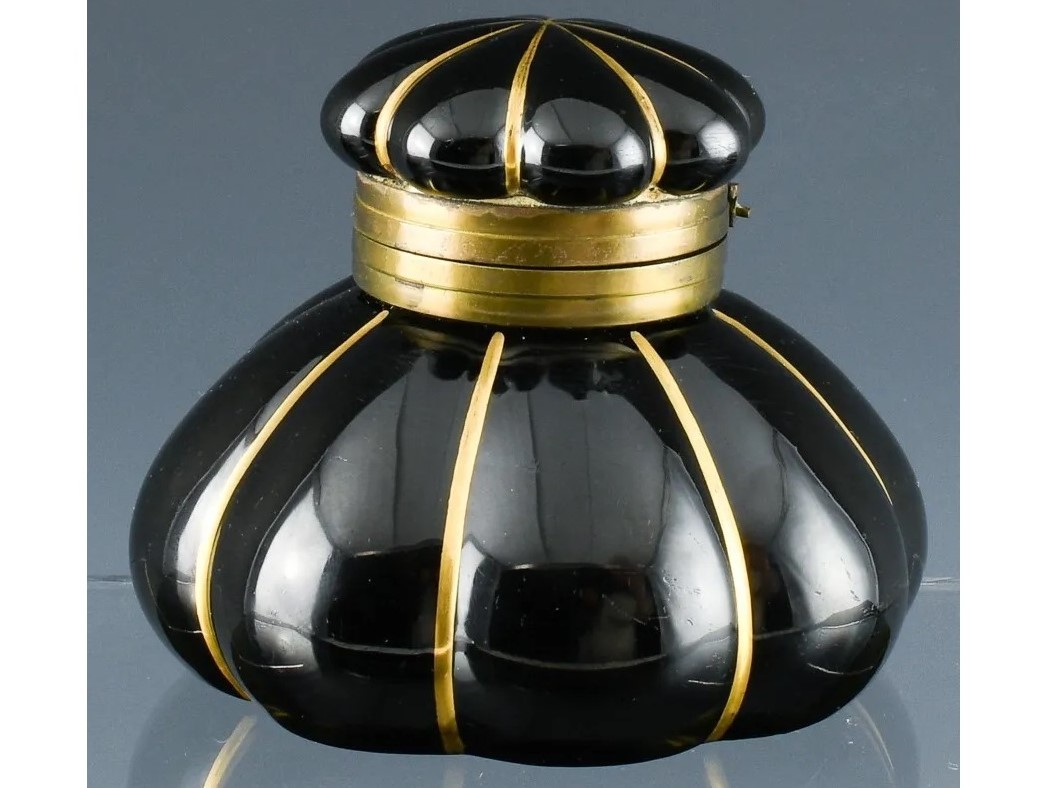 Black Amethyst Glass Inkwell