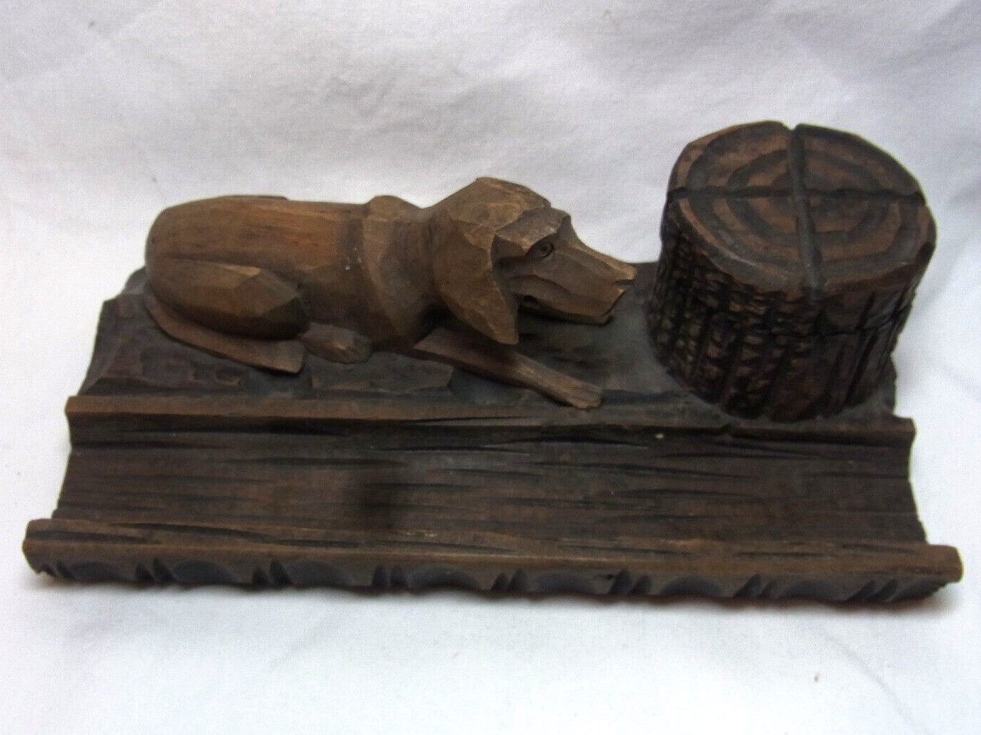 Hand Carved Dog Inkstand