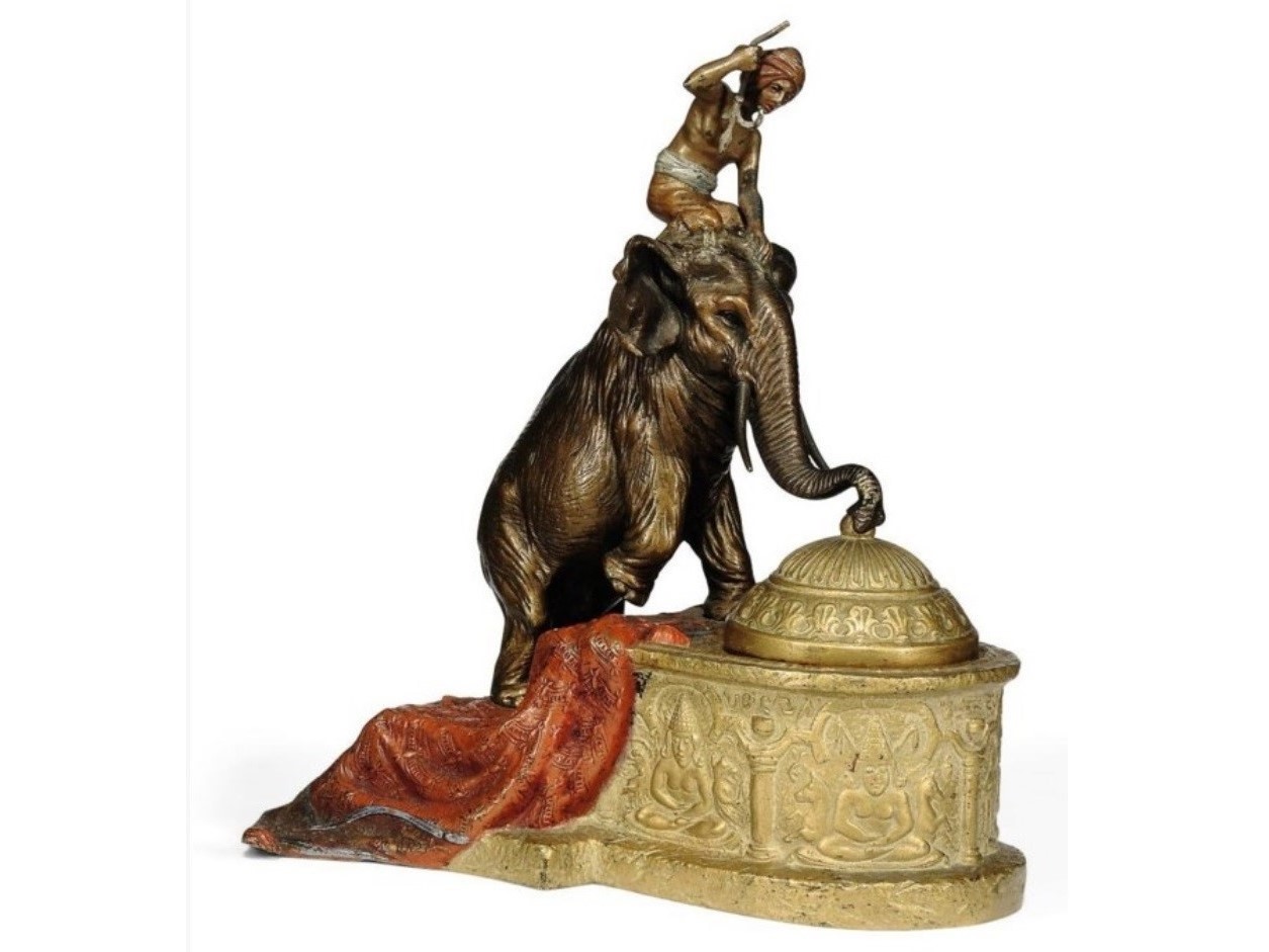 Austrian Bronze Elephant with Rider