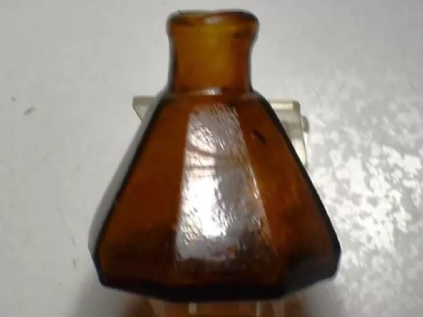 Amber 8-Sided Open Pontil Ink Bottle
