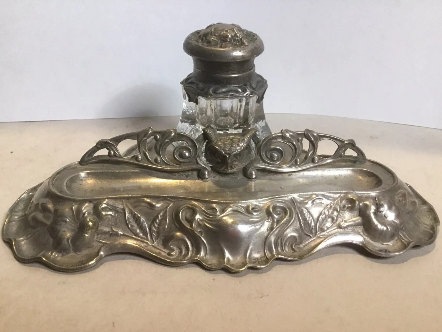 Art Nouveau Inkstand – Owl’s Face