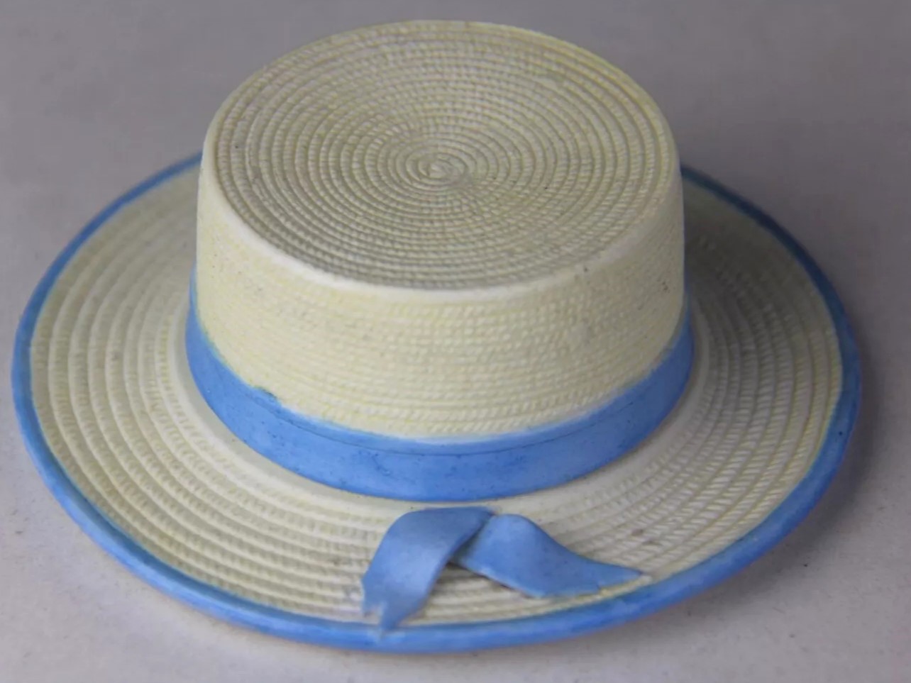 Straw Hat Figural Inkwell