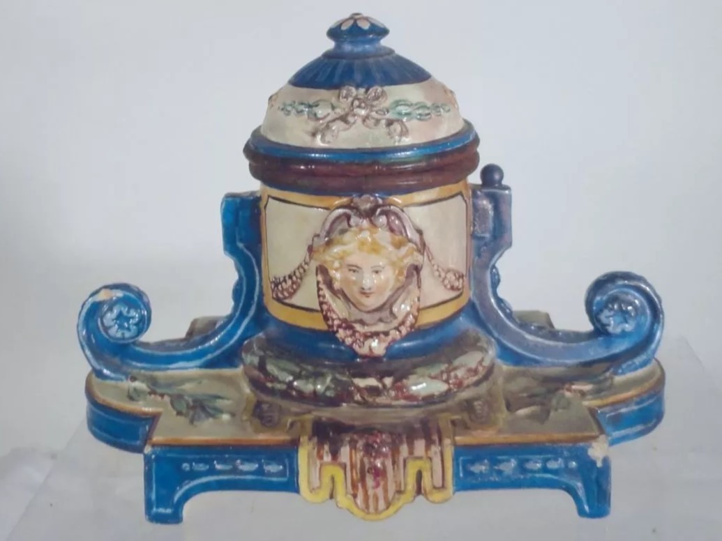 Majolica Inkstand