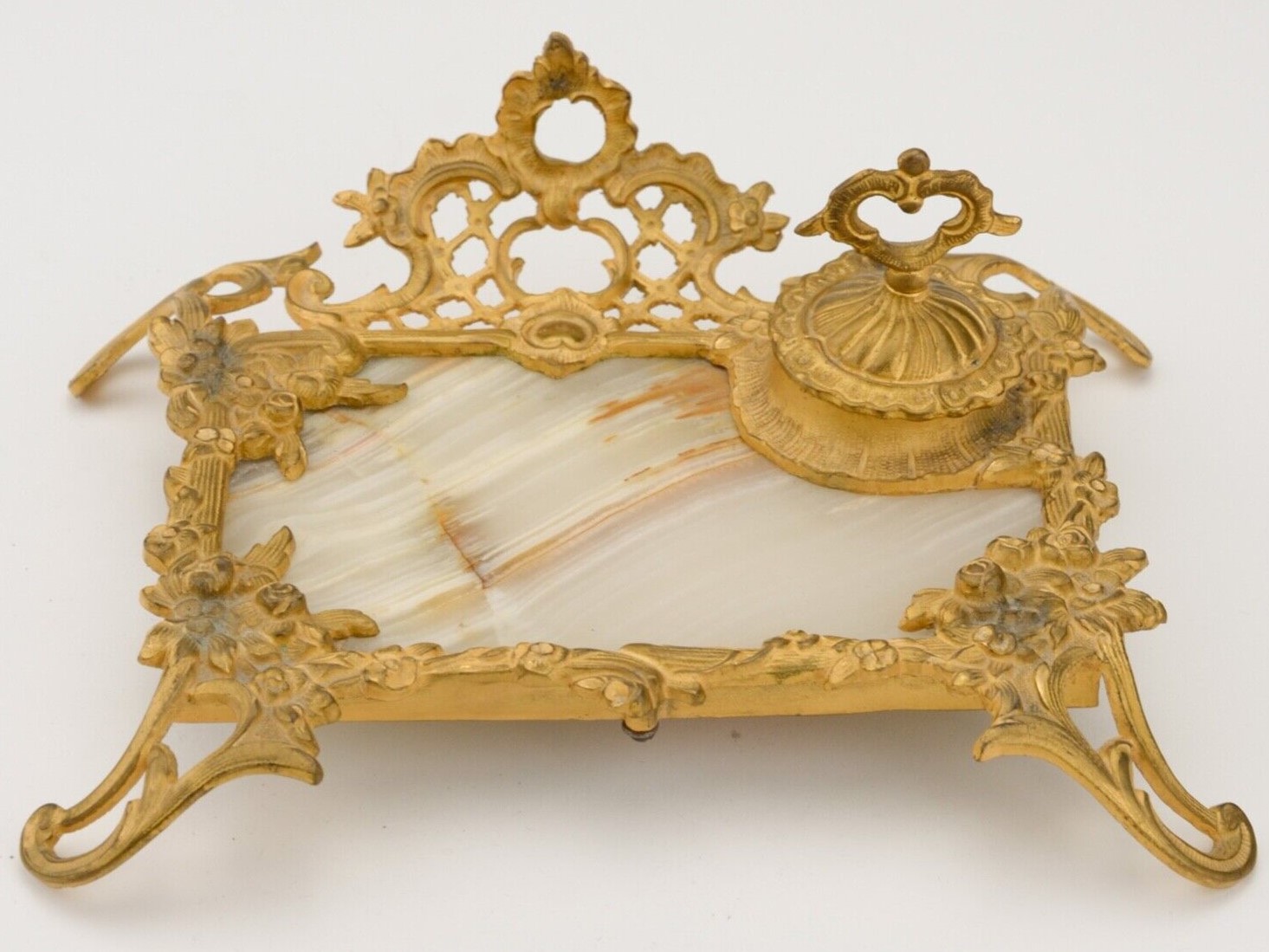 Art Nouveau Inkstand with Onyx Inset