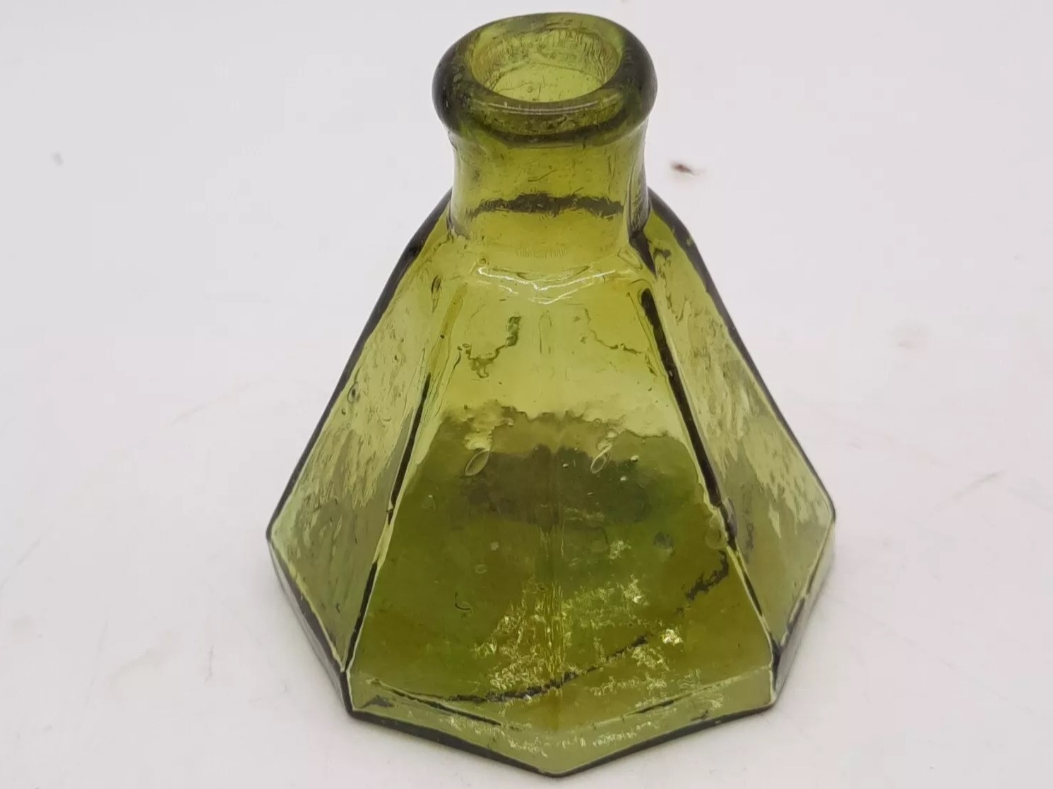 Green Glass Umbrella Ink Bottle