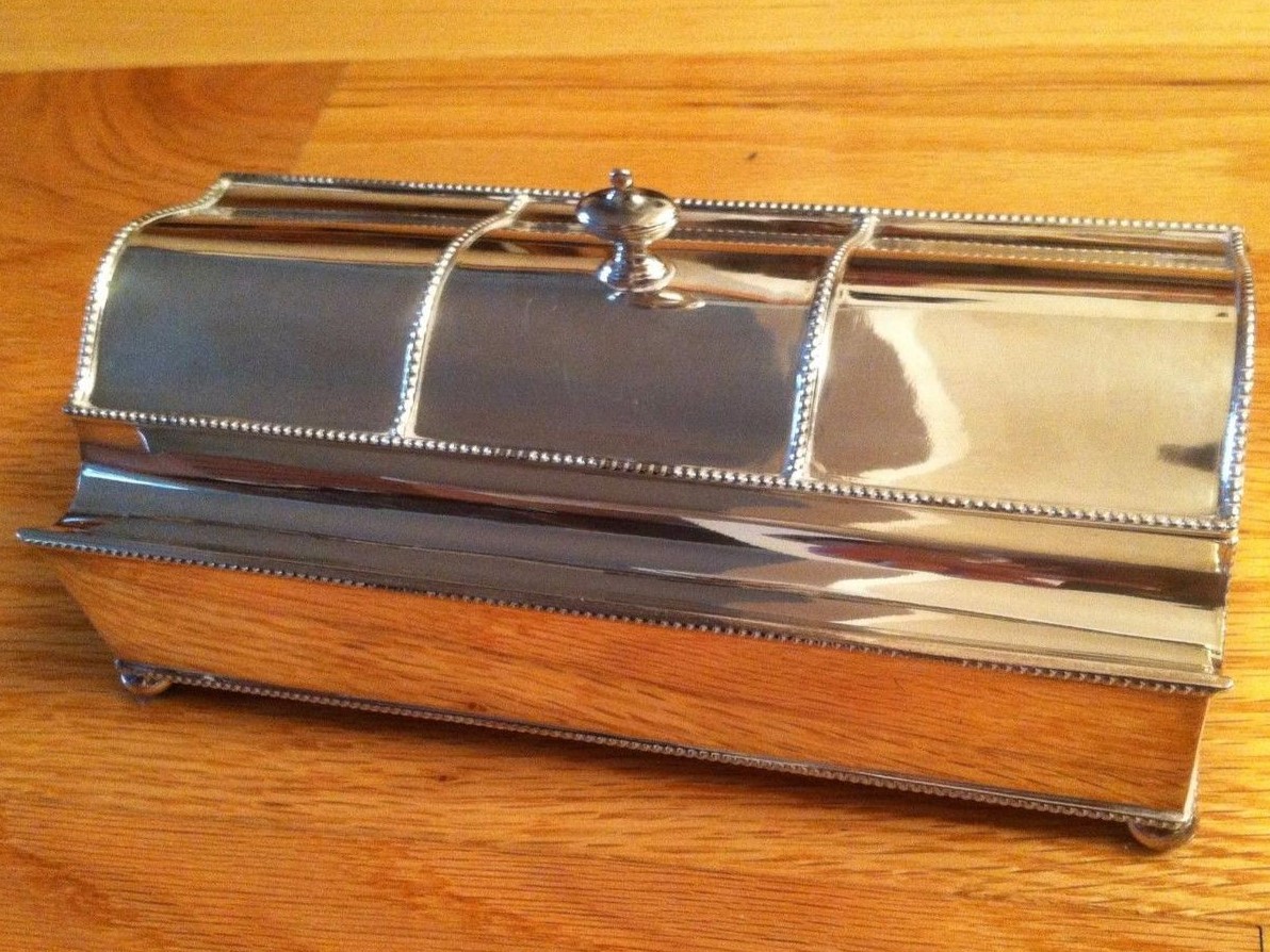 Silverplated Casket-Type Inkstand