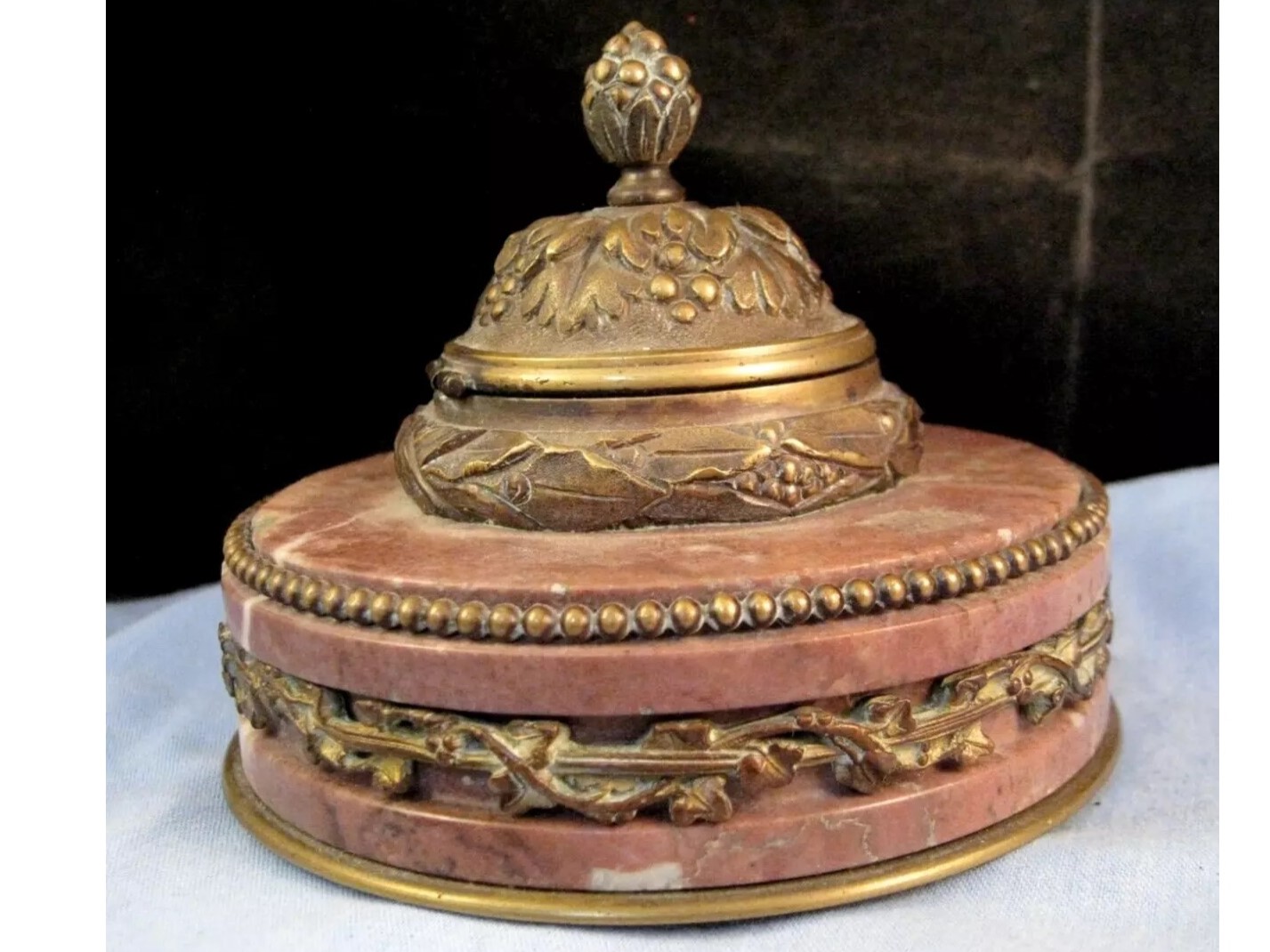 Marble Inkwell with Bronze Trim