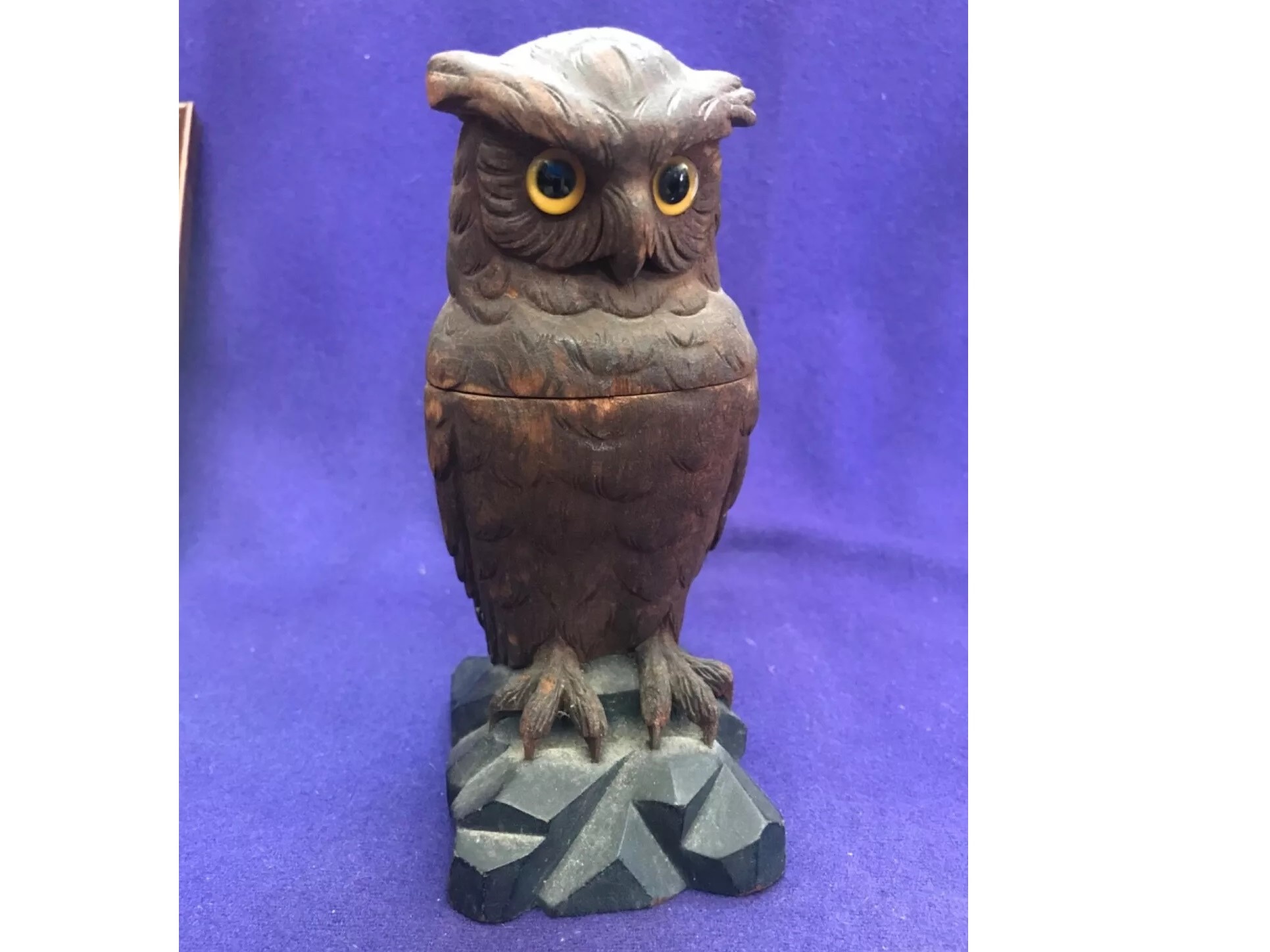 Hand-Carved Owl Inkwell