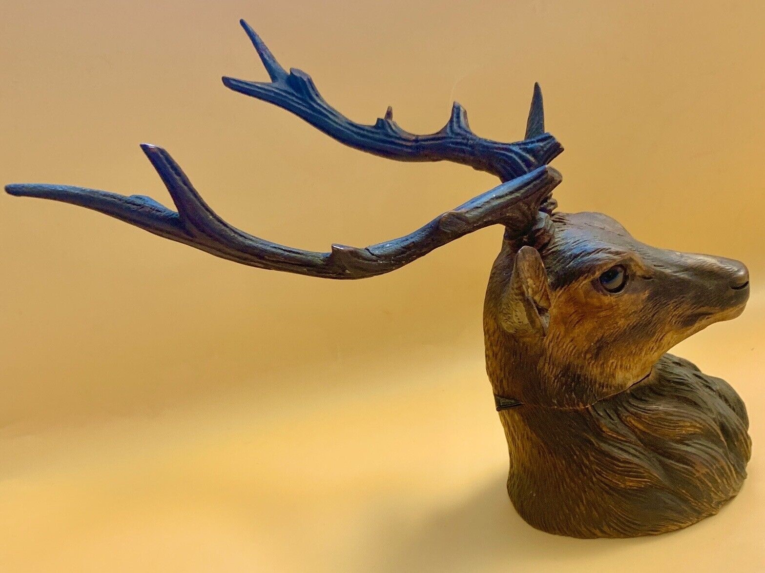 Hand Carved Stag’s Head Inkwell