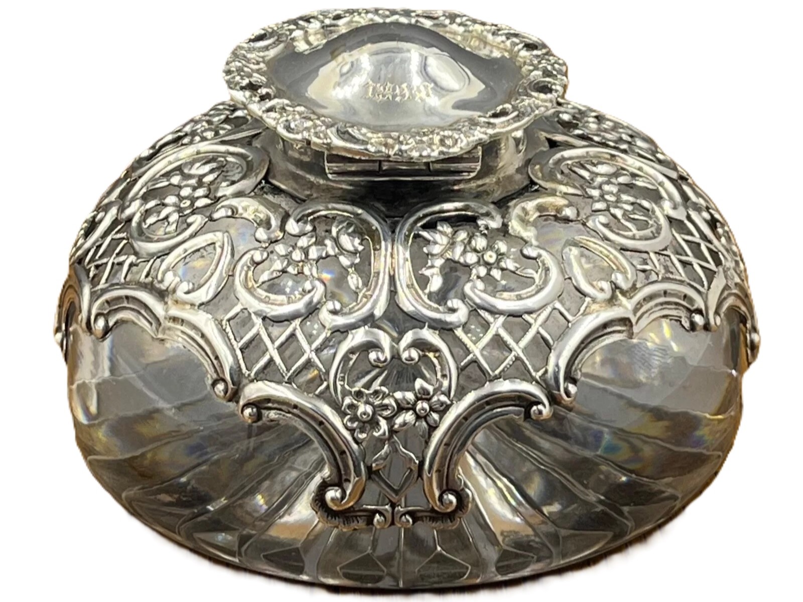 Sterling and Crystal Inkwell