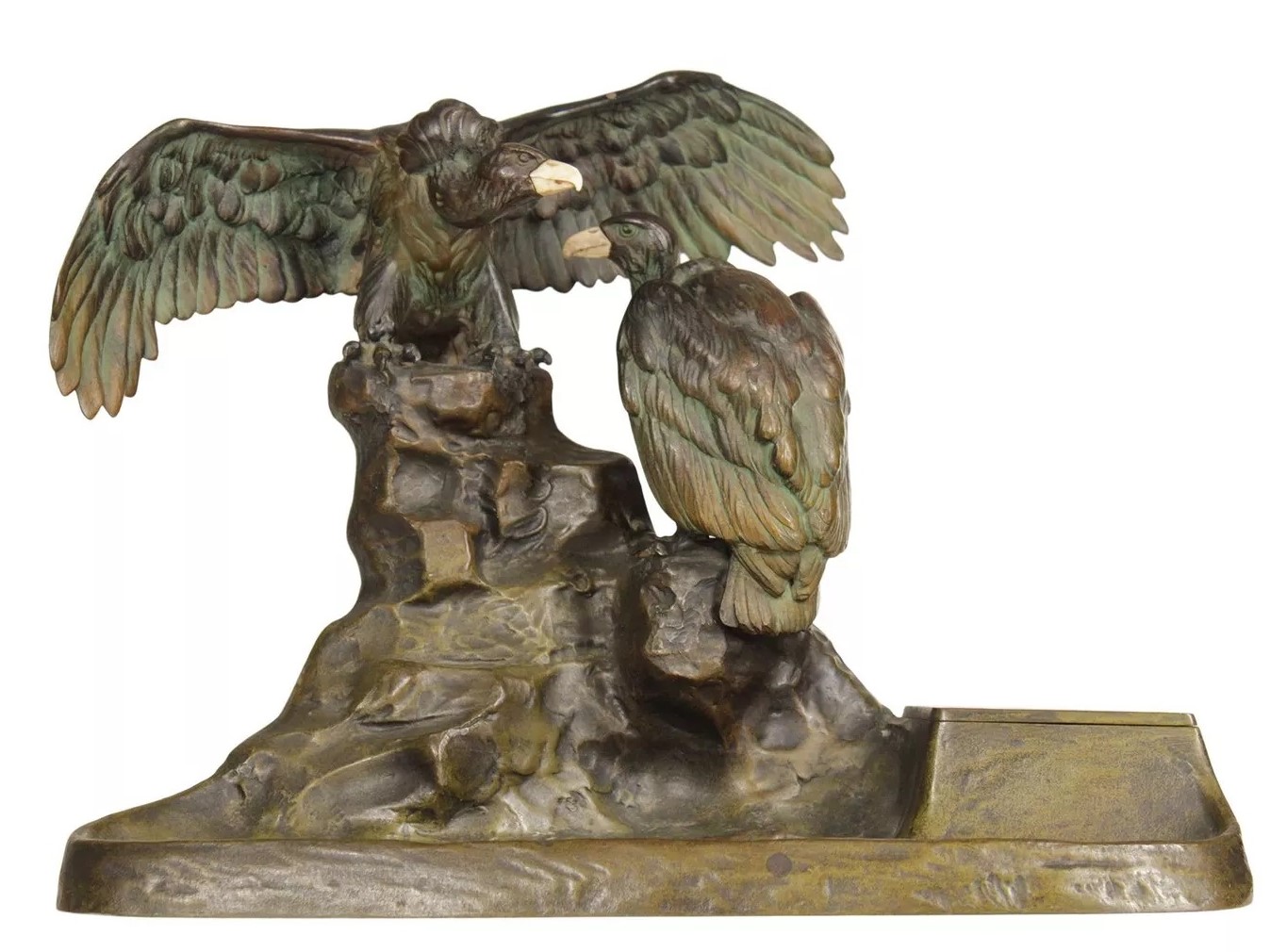 Sculptural Bronze Inkstand with Condors