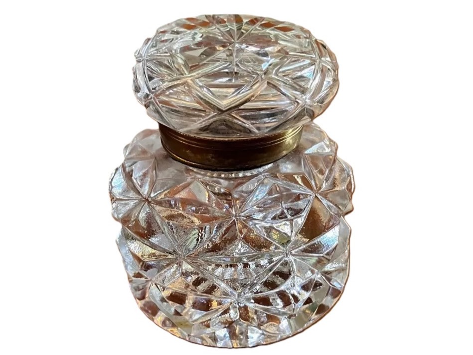 Early American Pressed Glass Inkwell