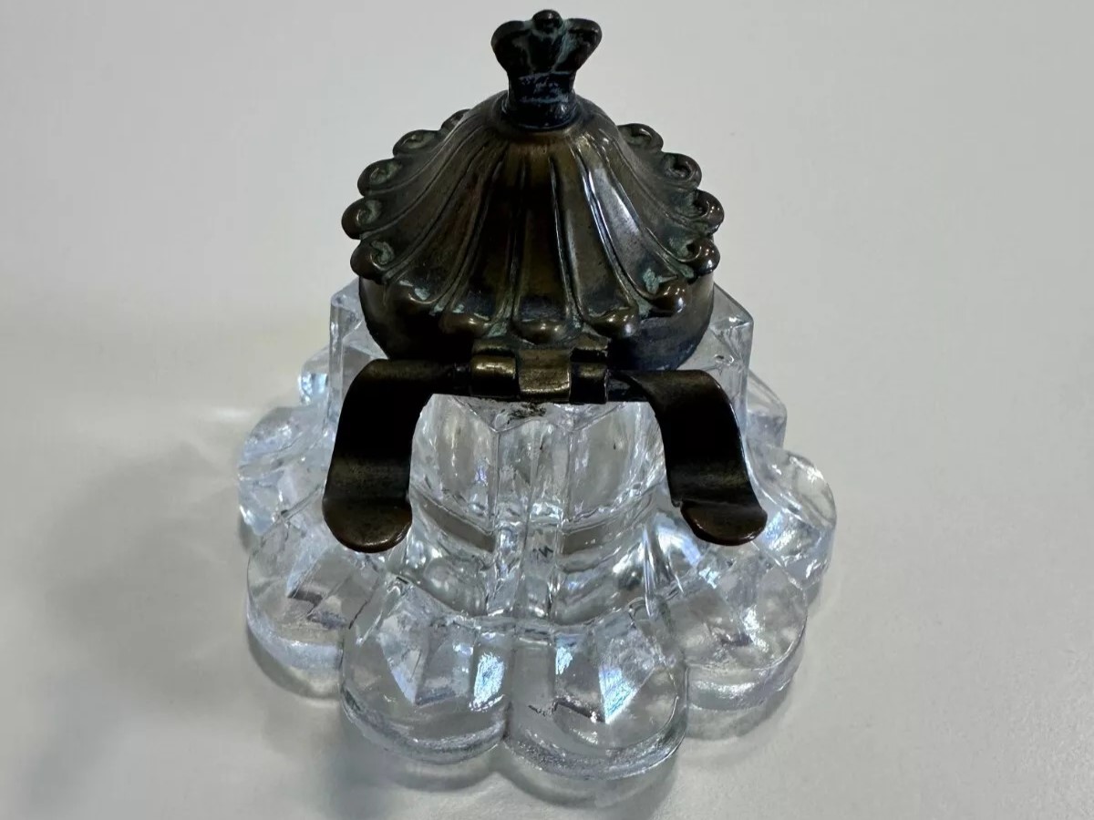 Glass Inkwell with Pen Holder Mount