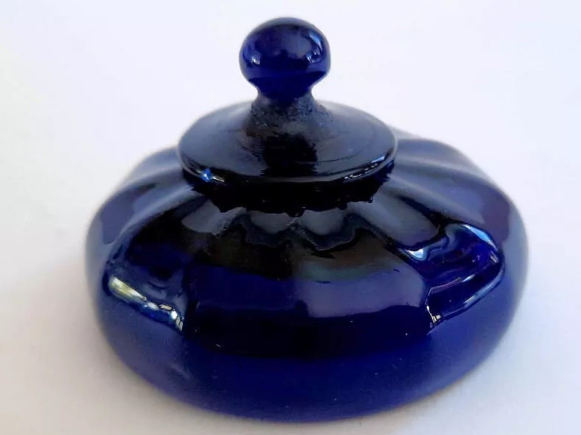 Cobalt Blue Flint Glass Inkwell