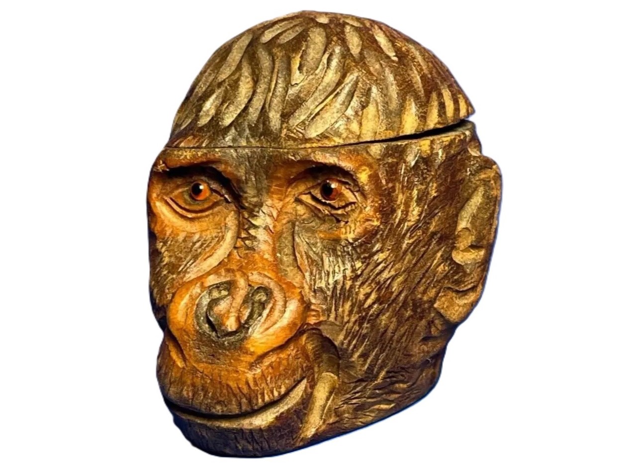 Monkey’s Head Carved Inkwell