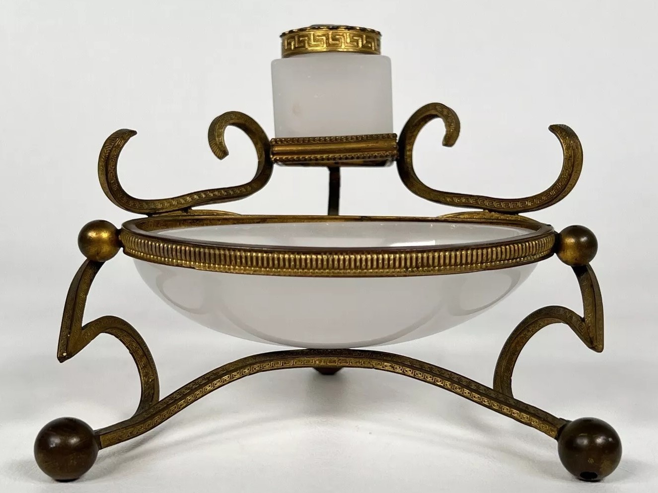 French Ormolu Inkstand with Opaline Glass Bowl