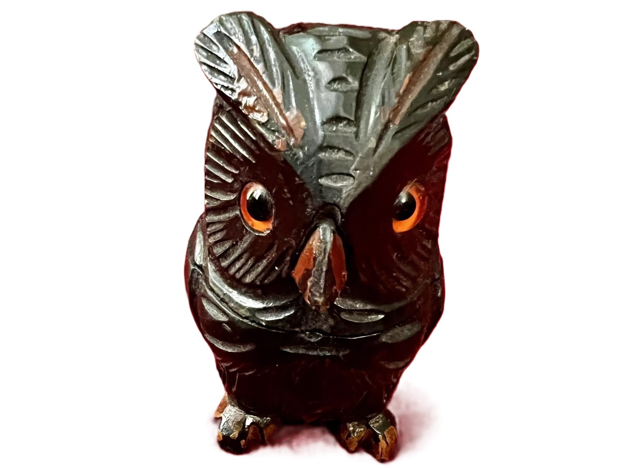 Carved Owl Inkwell