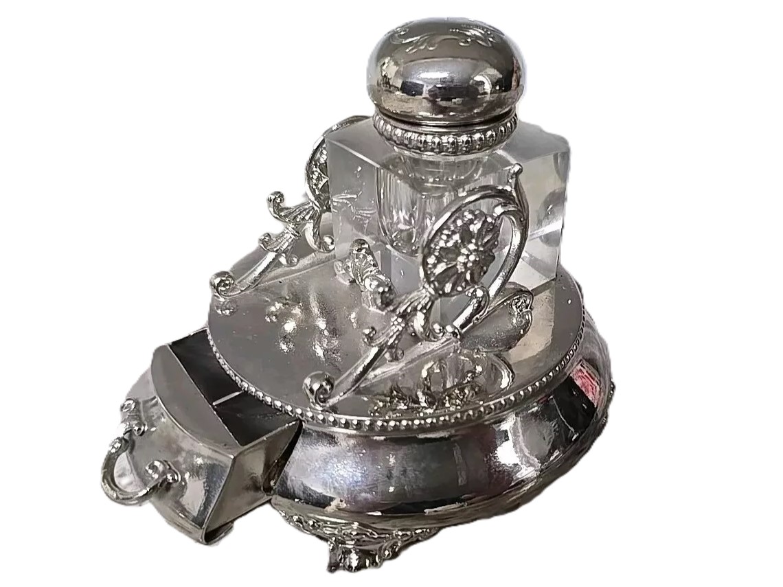 Silverplate Inkstand with Drawer