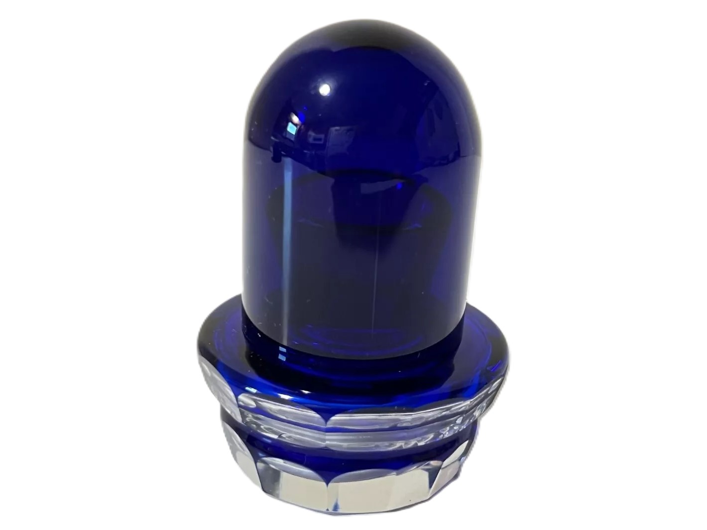 Blue Cut Glass Inkwell