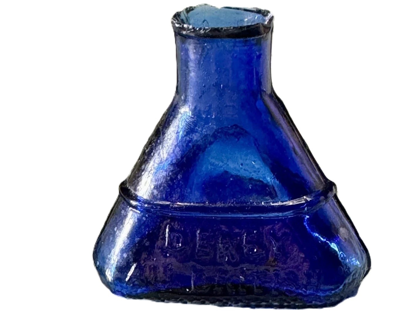 Triangular Cobalt Blue Ink Bottle