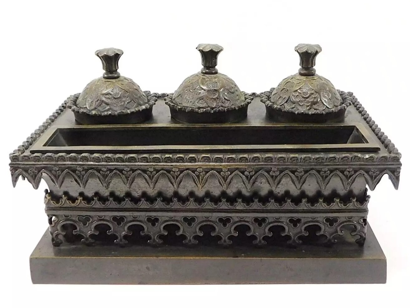 Gothic Style Bronze Inkstand