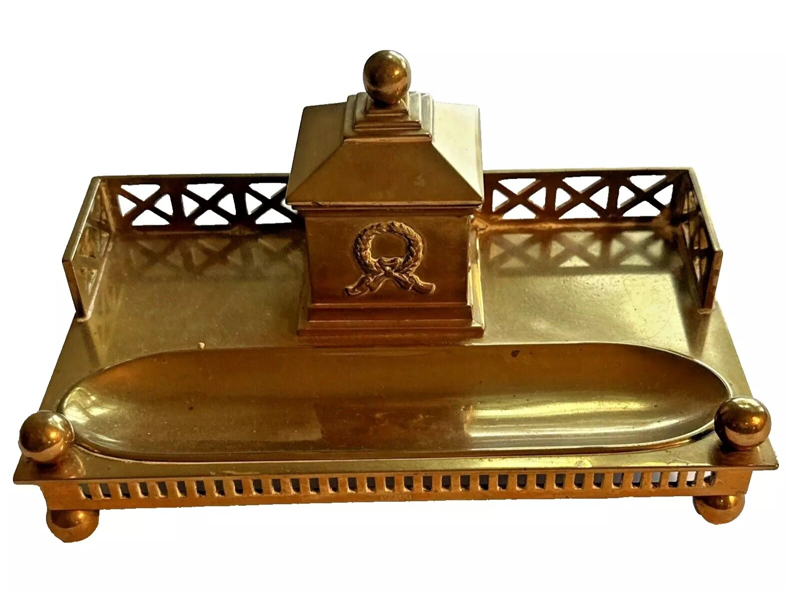 Brass Inkstand Marked “Gusum”