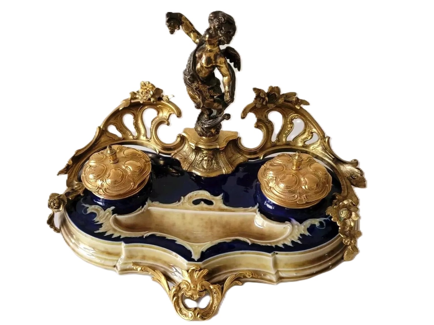 KPM Inkstand with Winged Cherub
