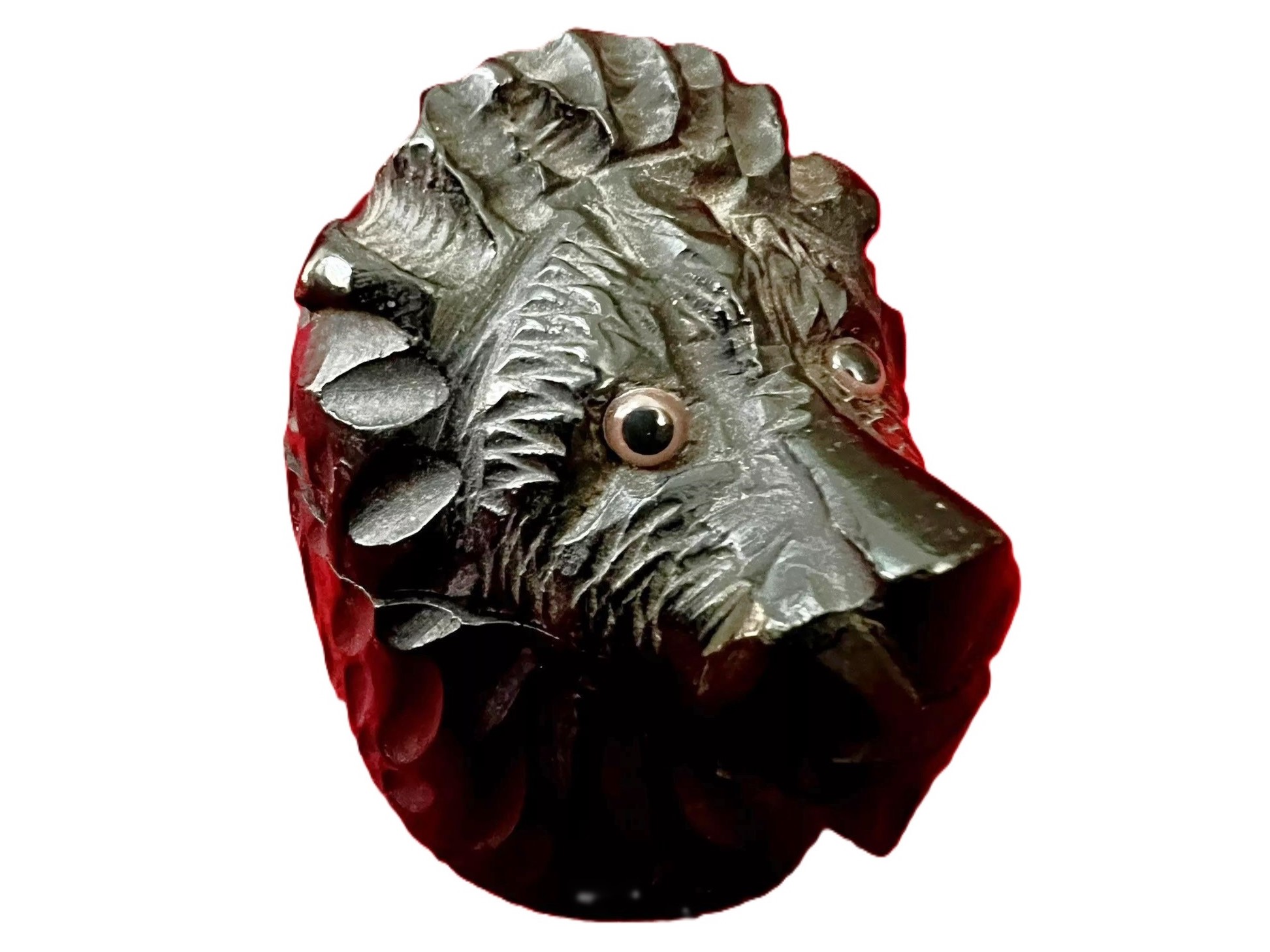Carved Lion’s Head Inkwell
