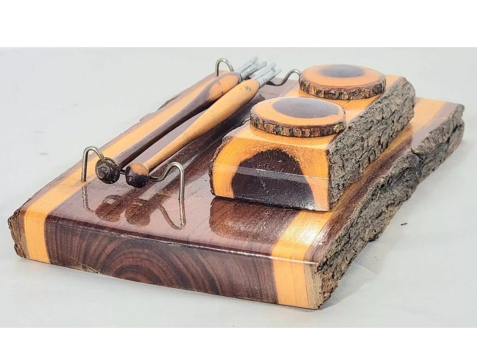 Mulga Wood Double Inkstand