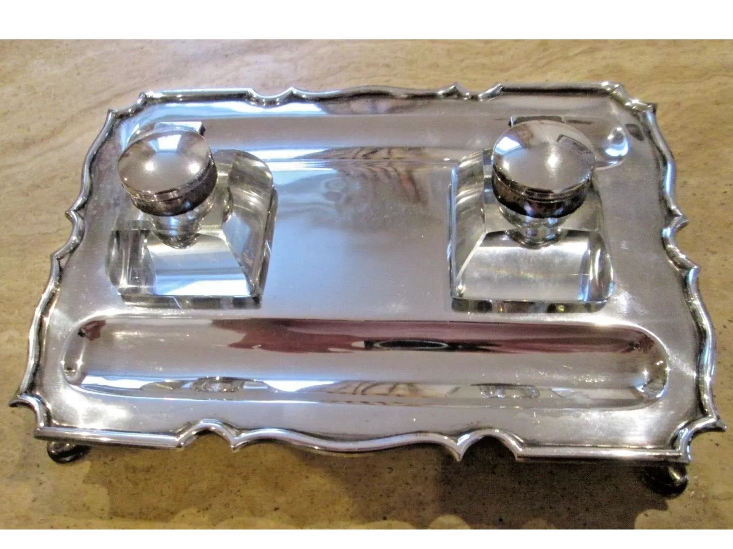 Sterling Silver Double Inkstand