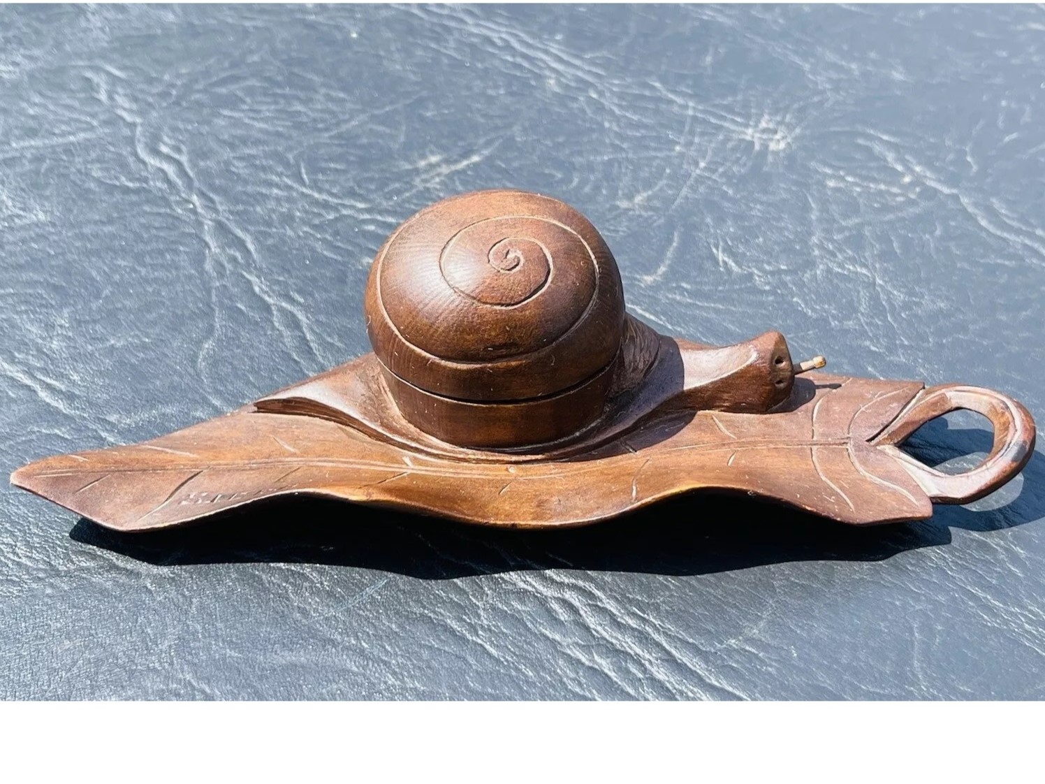 Black Forest Carved Snail on a Leaf