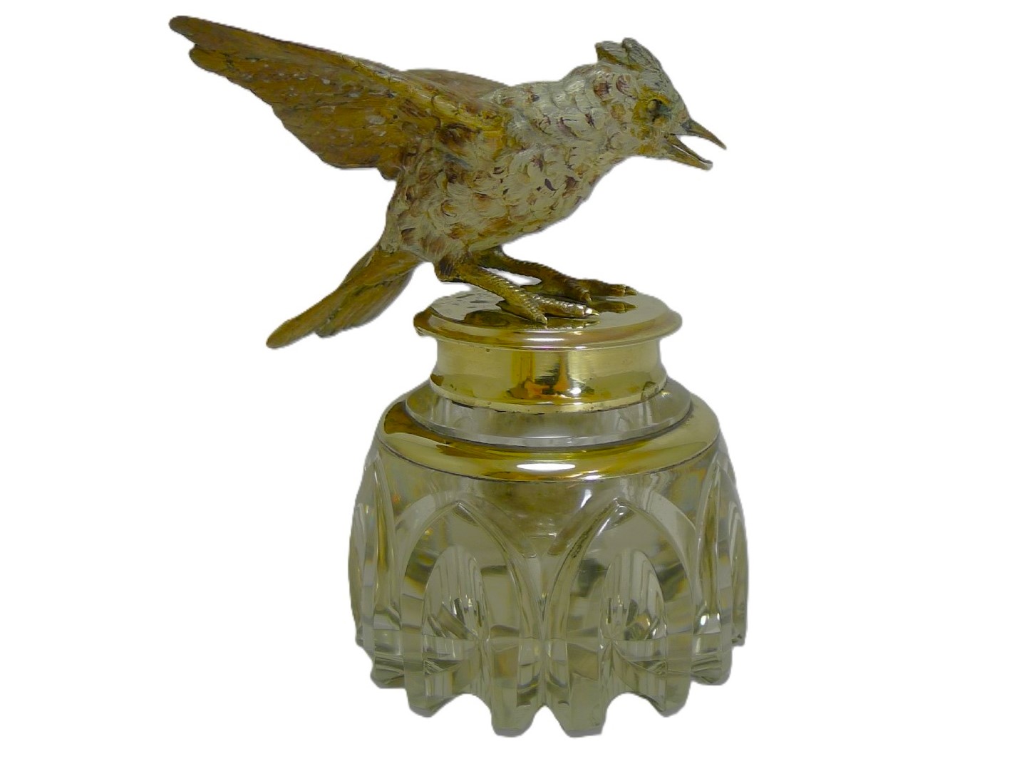 Crystal Inkwell with Vienna Bronze Bird
