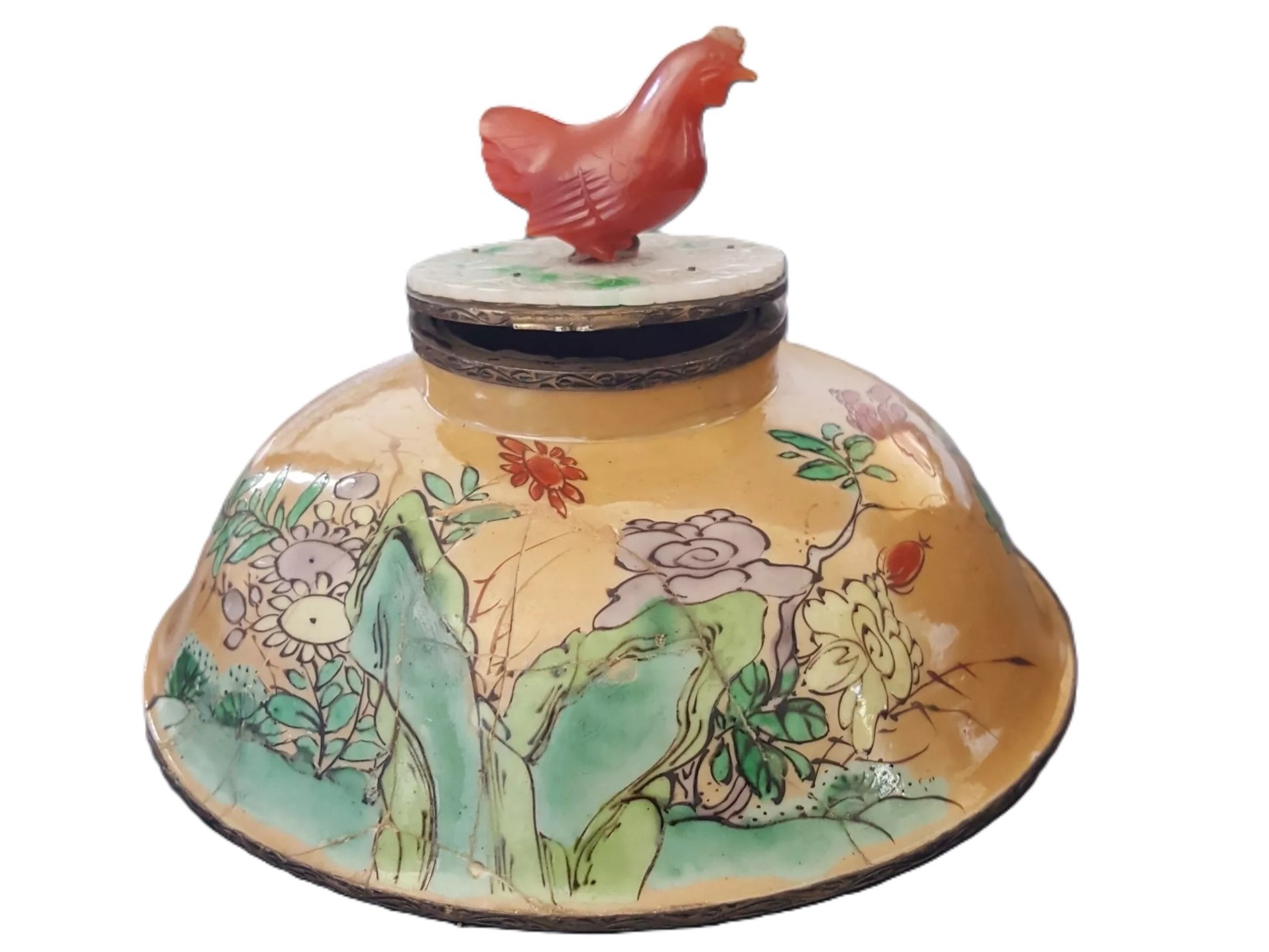 Porcelain Inkwell with Jadeite Lid