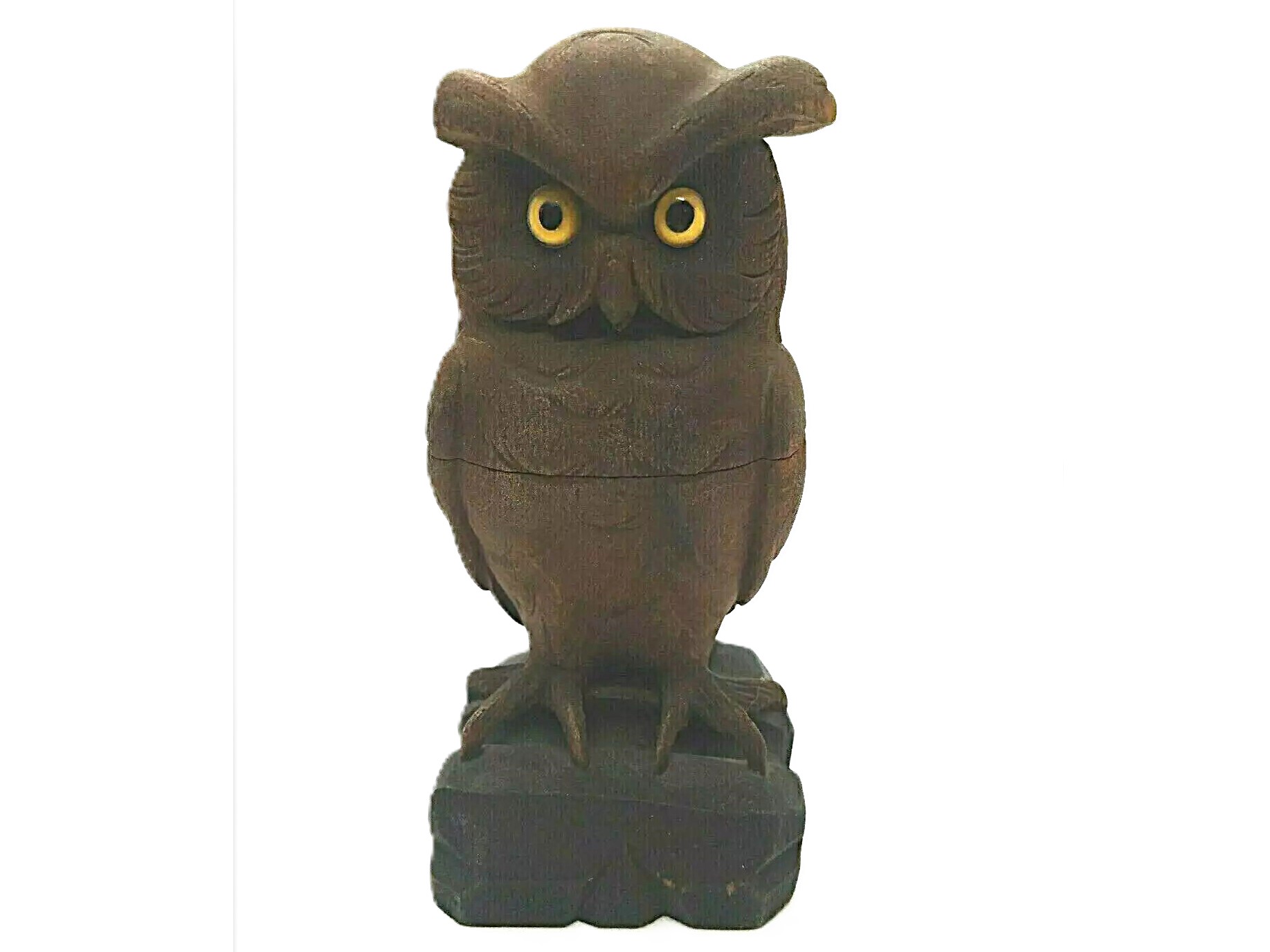 Hand-Carved Wooden Owl