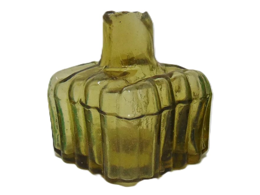 Golden Amber Ribbed Ink Bottle