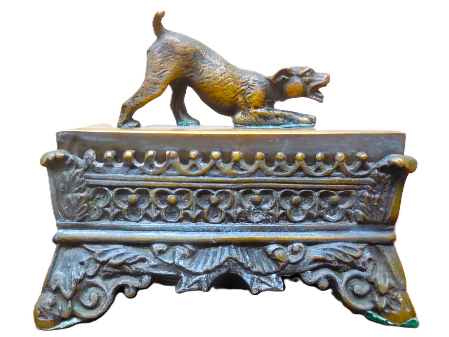 Inkstand with a Playful Dog