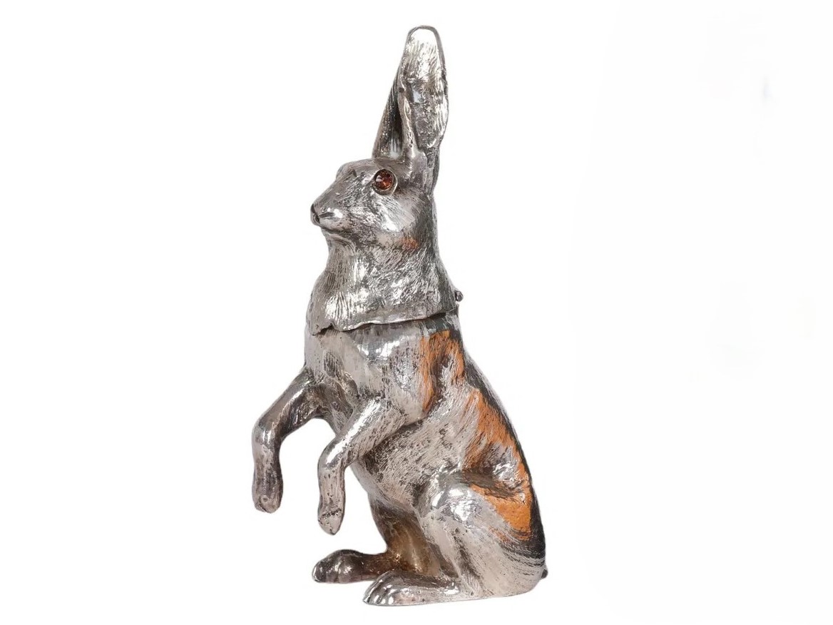 Silverplated Rabbit Inkwell