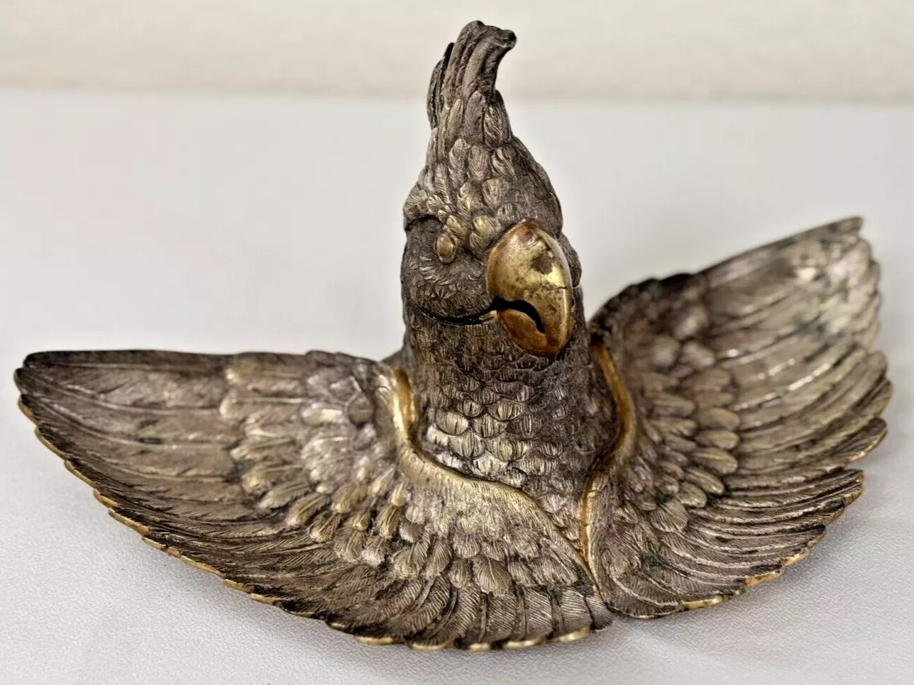 Figural Parrot Inkstand