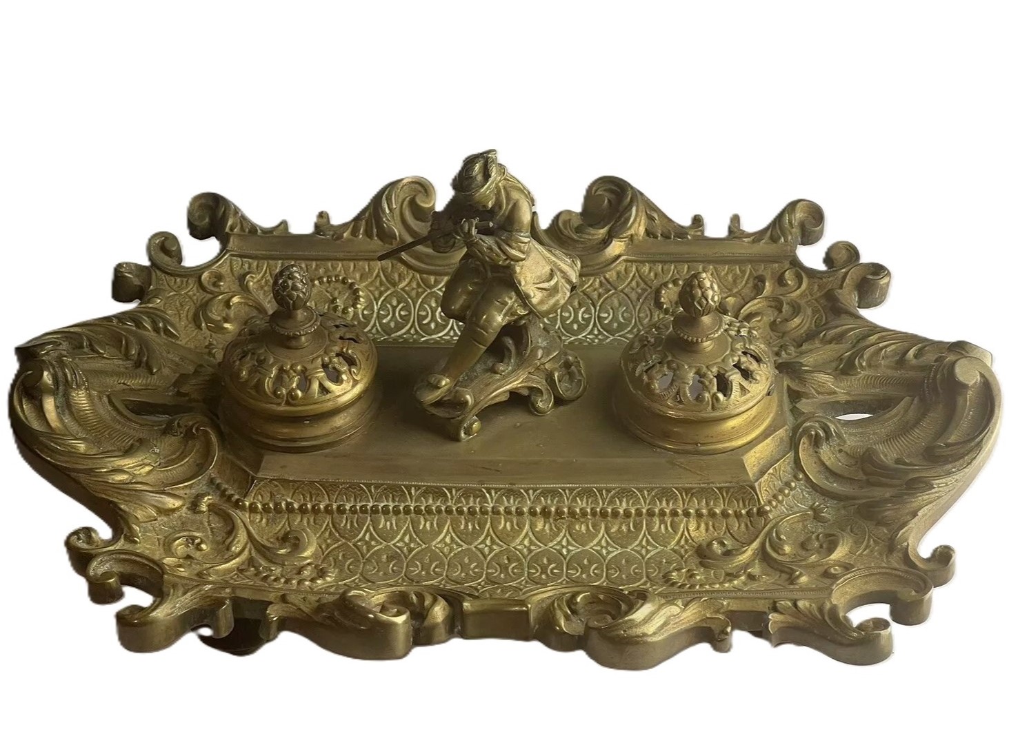 Bronze Inkstand with Musician Playing