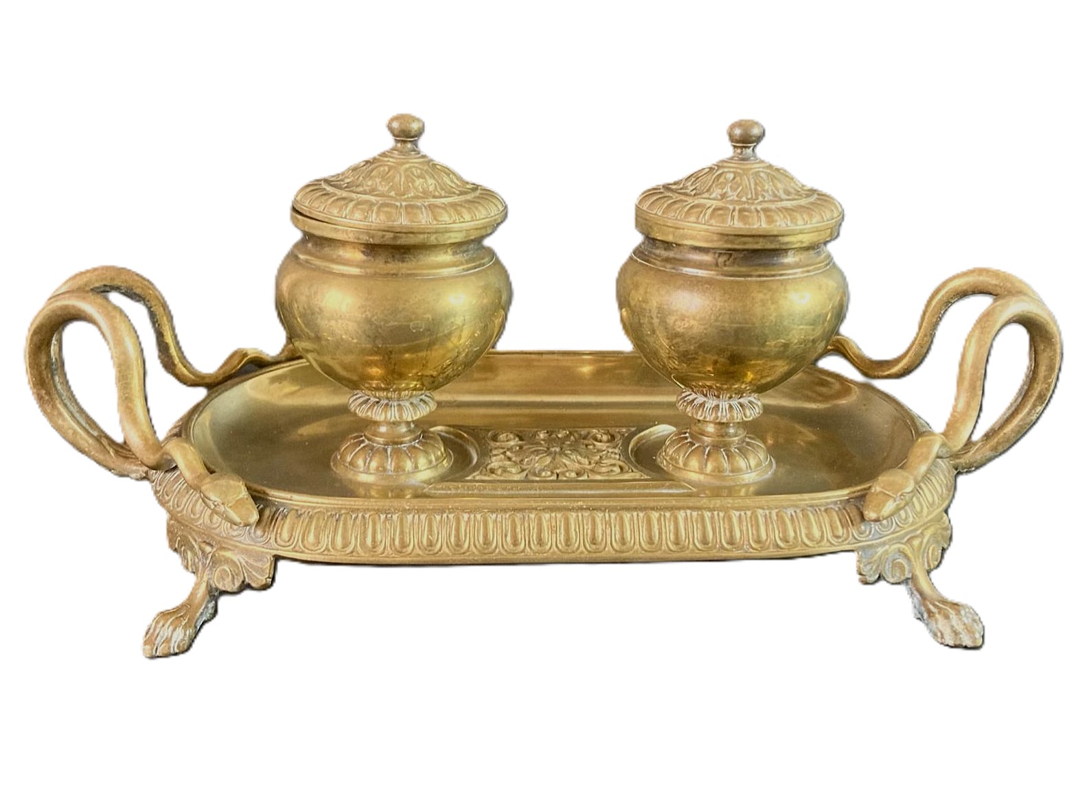 Double Inkstand with Snake Handles
