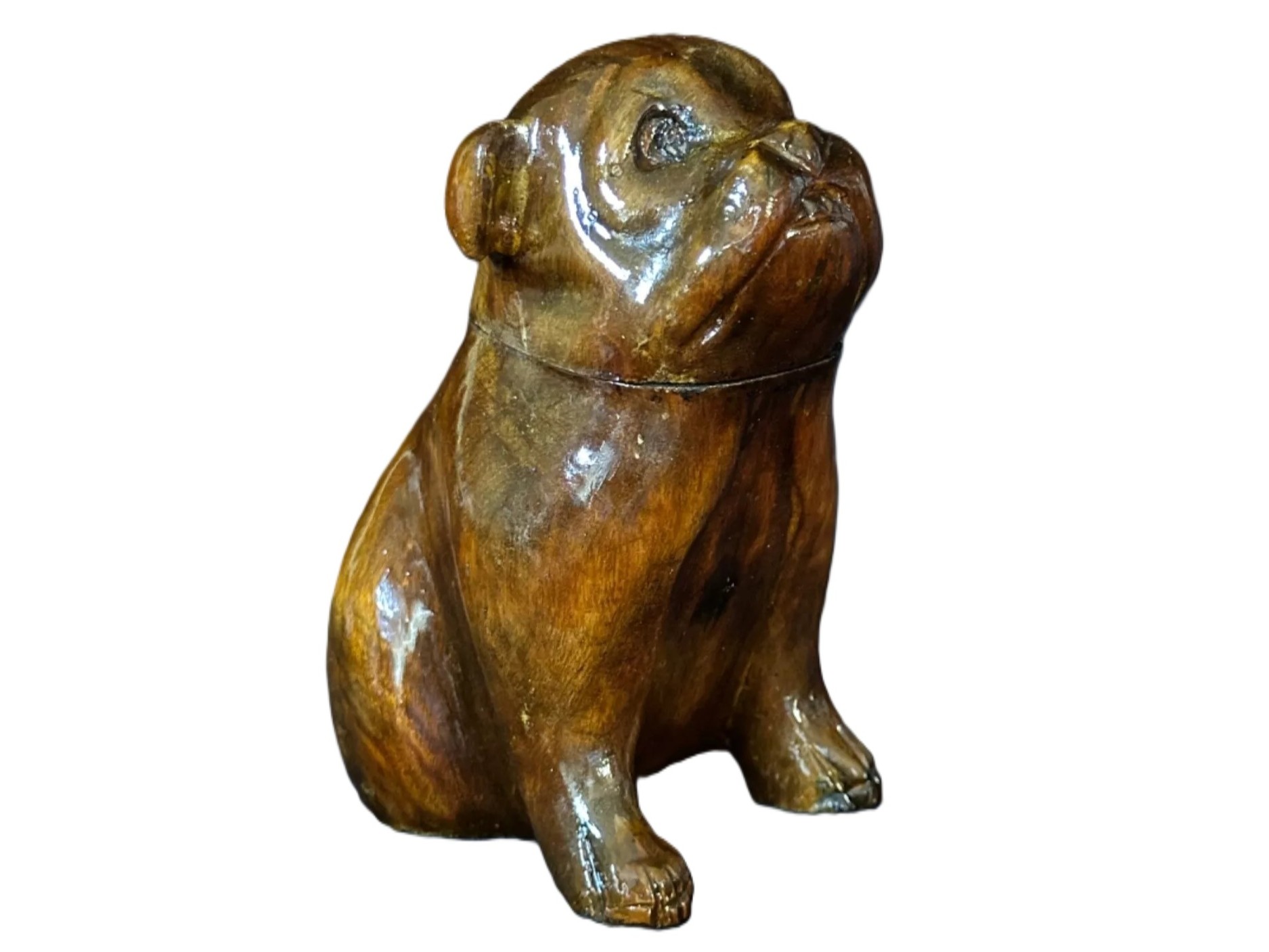 Carved Bulldog Inkwell
