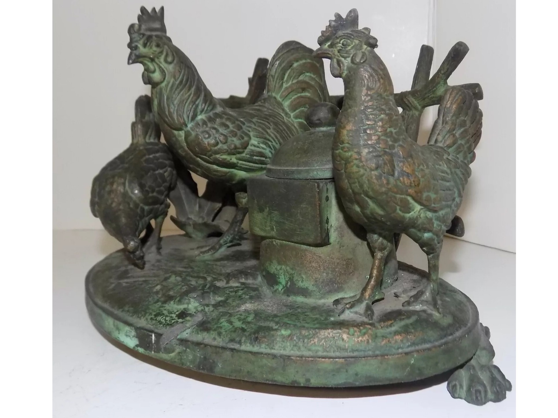 Inkstand with Rooster and Chickens