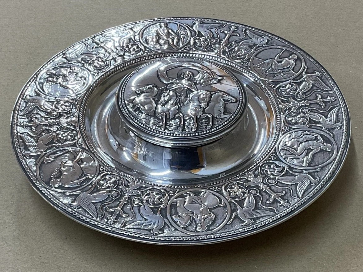 Silver-Plated Neoclassical Inkwell